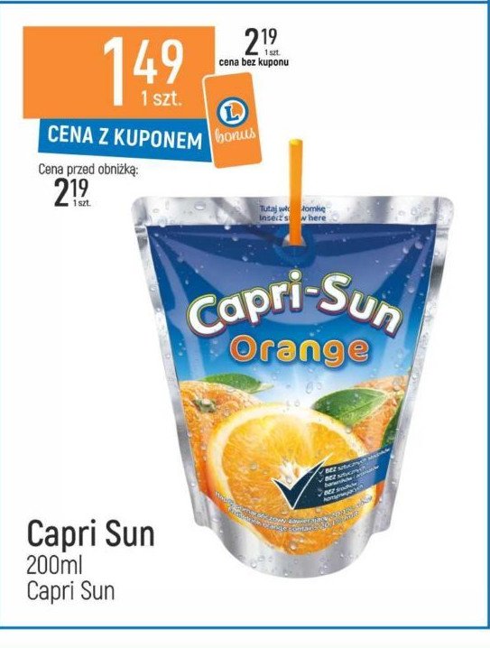 Napój orange Capri-sun promocja