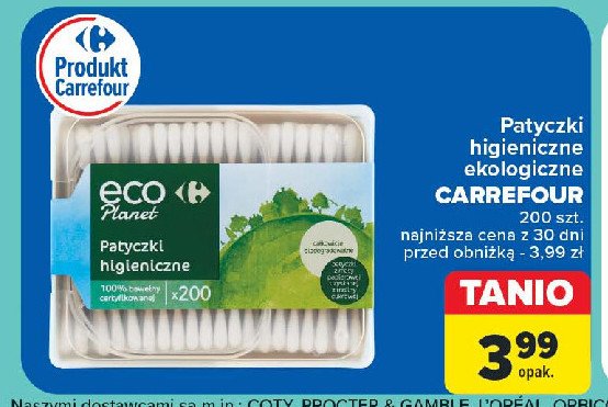 Patyczki higieniczne Carrefour eco planet promocja