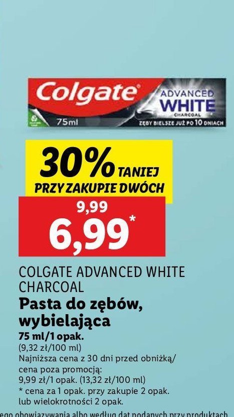 Pasta do zębów charcoal Colgate advanced white promocja