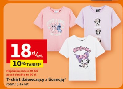 T-shirt dziewczęcy z licencją promocja w Auchan