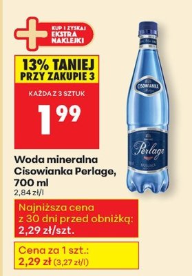 Woda mineralna Cisowianka Perlage, 700ml promocja w Biedronka