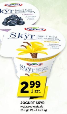 Jogurt Skyr typ islandzkiego Piątnica wybrane rodzaje promocja w ABC
