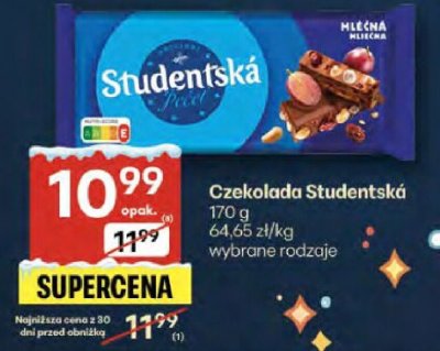 Czekolada Studentská 170g wybrane rodzaje promocja w Delikatesy Centrum