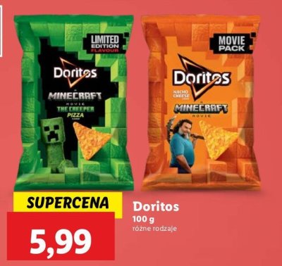 Chipsy kukurydziane minecraft movie o smaku serowym Doritos promocja