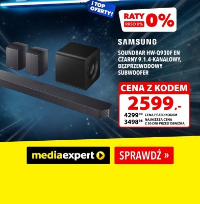 Soundbar HW-Q930F EN czarny 9.1.4-kanałowy, bezprzewodowy subwoofer promocja w Media Expert