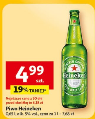 Piwo 0.65L alk. 5% vol. Heineken promocja w Auchan