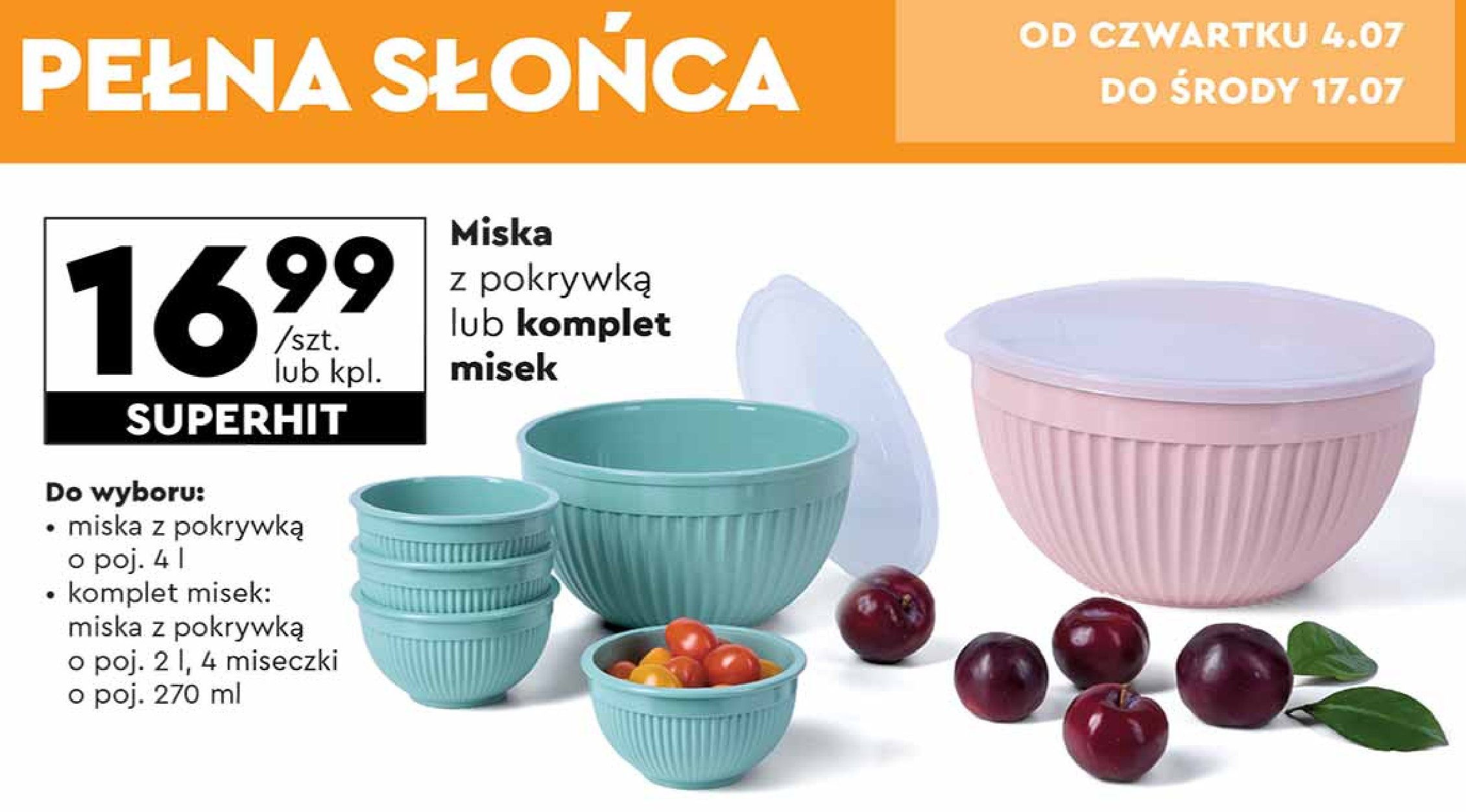 Zestaw miska 2 l + 4x miseczki 270 ml promocja