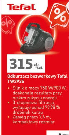 Odkurzacz swift power cyclonic tw2925 Tefal promocja