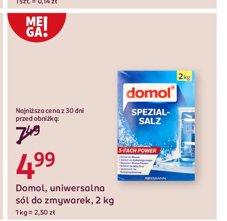 Sól do zmywarek Domol promocja w Rossmann