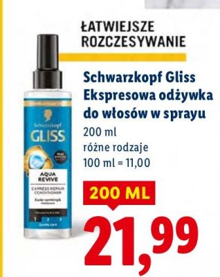 Ekspresowa odżywka do włosów w sprayu Gliss promocja w Lidl