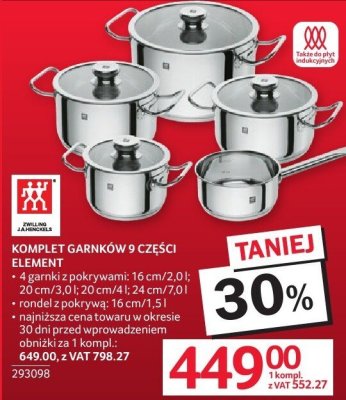 Komplet garnków 9 części Elegance promocja w Selgros
