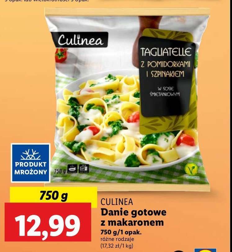 Tagliatelle ze szpinakiem i pomidorami Culinea promocja