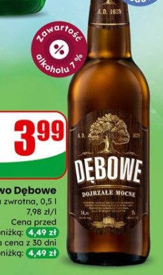 Piwo Dębowe butelka zwrotna 0,5 l promocja w Dino