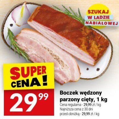 Boczek wędzoony parzony cięty, 1 kg promocja w Twój Market