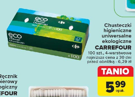 Chusteczki higieniczne Carrefour eco planet promocja