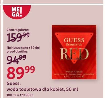 Woda toaletowa dla kobiet Guess, Red promocja w Rossmann