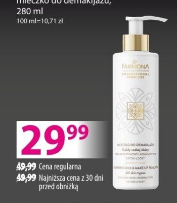 FARMONA PROFESSIONAL Home Use mleczko do demakijażu, 280 ml promocja w Hebe