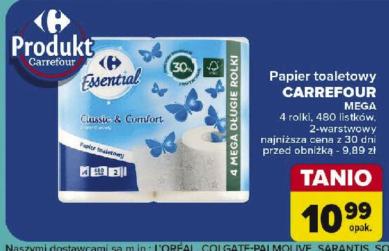 Papier toaletowy biały classic & comfort Carrefour promocja