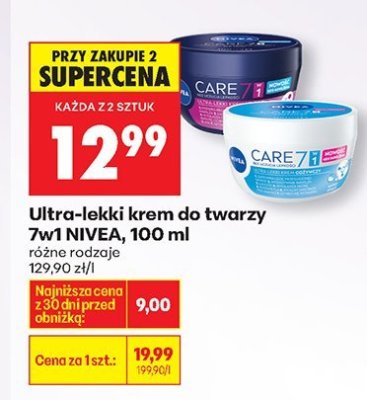 Ultra-lekki krem do twarzy 7w1 NIVEA, 100 ml promocja w Biedronka