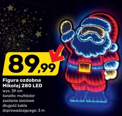 Figura ozdobna Mikołaj 280 LED promocja w Bricomarche
