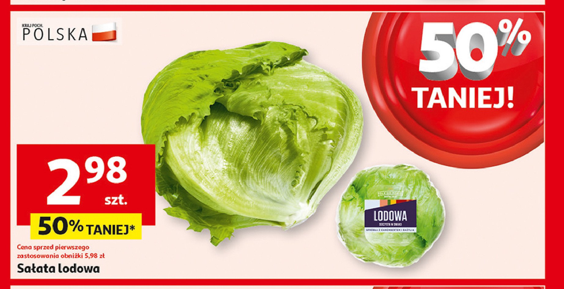 Sałata lodowa polska kl.i promocja w Auchan