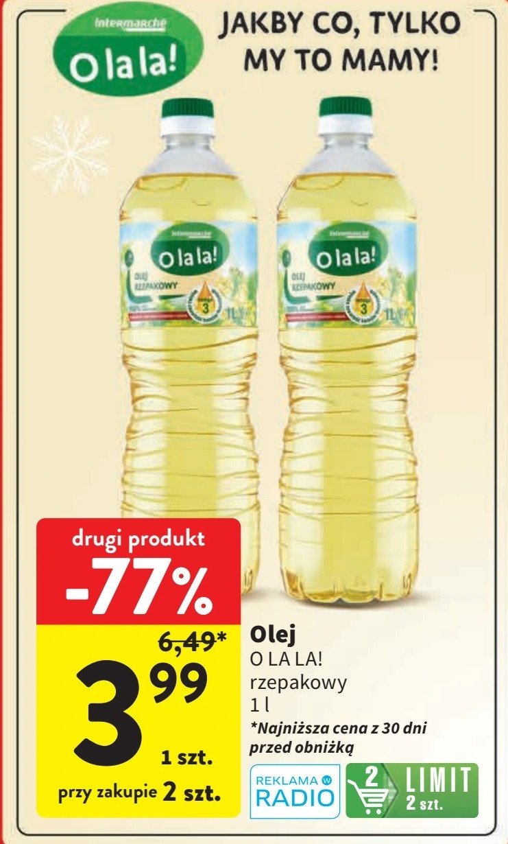 Olej rzepakowy Intermarche o la la! promocja w Intermarche