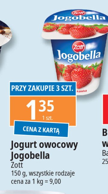 Jogurt truskawka Zott jogobella promocja w Leclerc