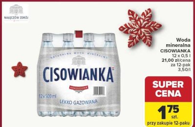 Woda mineralna CISOWIANKA 12 x 0,5 l promocja w Carrefour