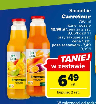 Smoothie jabłko-banan-mango-kiwi Carrefour extra promocja