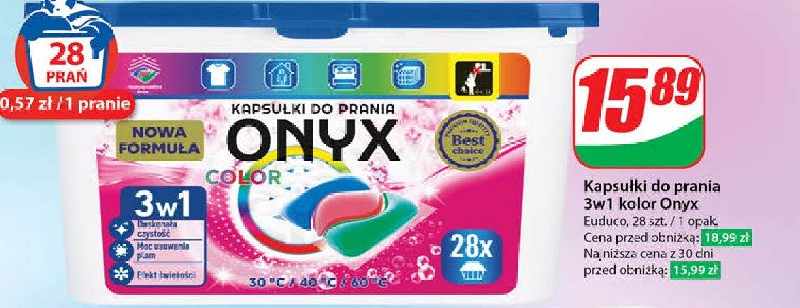Kapsułki do prania color ONYX(PROSZKI) promocja w Dino