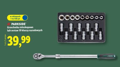 Grzechotka teleskopowa lub zestaw 19 kluczy nasadowych PARKSIDE promocja w Lidl