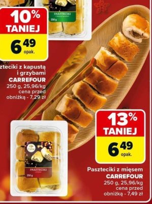 Paszteciki z kapustą i grzybami Carrefour promocja w Carrefour Market