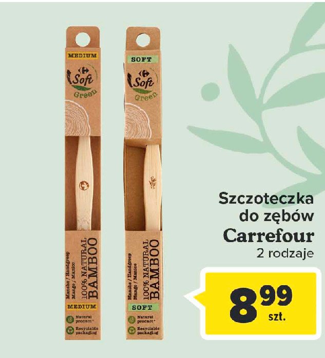 Szczoteczka bambusowa medium Carrefour soft promocja