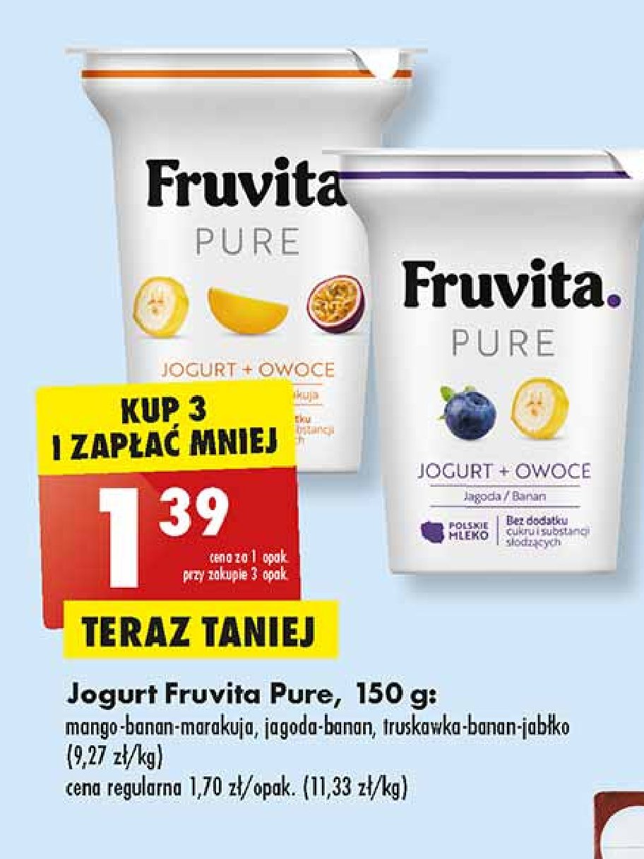 Jogurt mango-banan-marakuja Fruvita pure Fruvitaland promocje