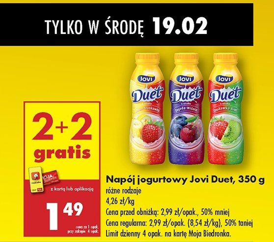 Jogurt truskawka-kiwi Jovi duet promocja