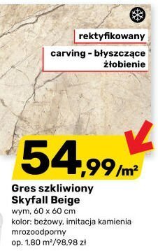 Gres szkliwiony Skyfall Beige 60 x 60 cm promocja w Bricomarche