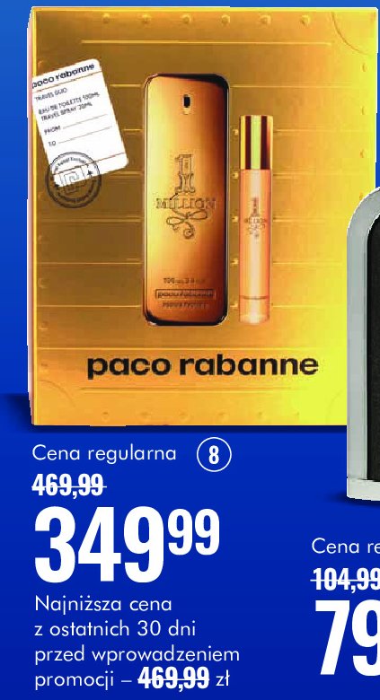 Zestaw w pudełku woda toaletowa 100 ml + woda toaletowa 20 ml Paco rabanne 1 million promocja