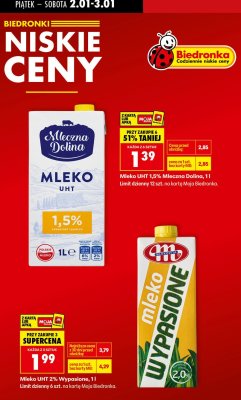 Mleko UHT 1,5% Mleczna Dolina, 1 l promocja w Biedronka