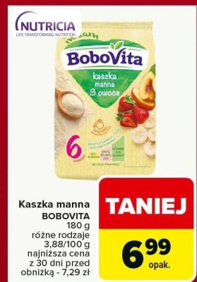 Kaszka manna BOBOVITA 180 g różne rodzaje promocja w Carrefour