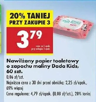 Papier toaletowy nawilżany malina Dada promocja