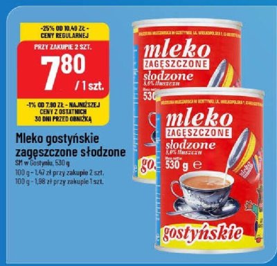 Mleko gostyńskie zagęszczone słodzone promocja w POLOmarket