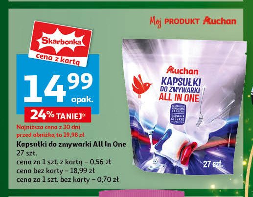 Tabletki do zmywarki Auchan różnorodne (logo czerwone) promocja