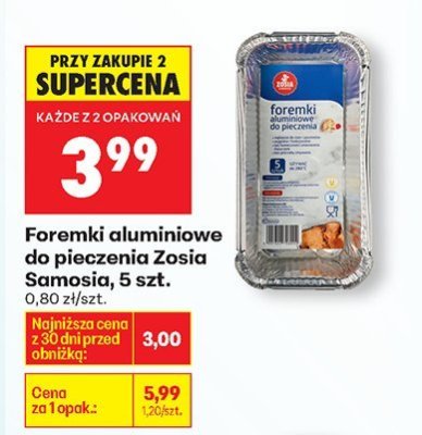 Foremki aluminiowe do pieczenia Zosia Samosta, 5 szt. promocja w Biedronka