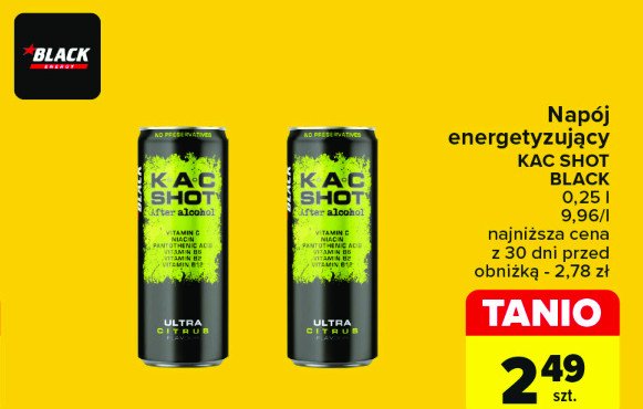 Napój energetyczny citrus BLACK KAC SHOT promocja