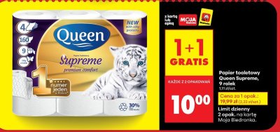 Papier toaletowy Queen Supreme, 9 rolek promocja w Biedronka