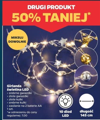 Girlanda świetlna LED złote kulki promocja w Netto