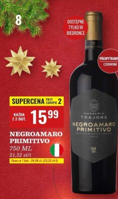 Wino Negroamaro Primitivo 750ml promocja w Biedronka