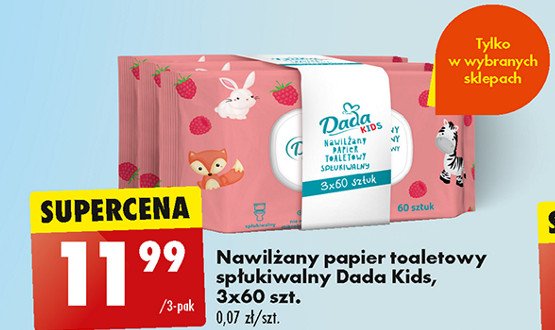 Papier toaletowy nawilżany malina Dada promocja w Biedronka