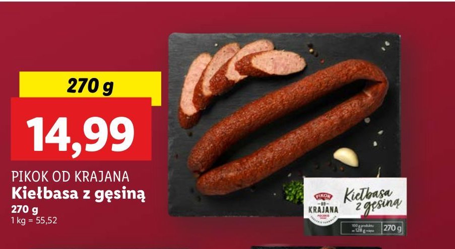 Kiełbasa z gęsiną Pikok od krajana promocja