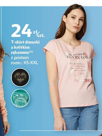 T-shirt damski z krótkim rękawem xs-xxl Auchan inextenso promocja